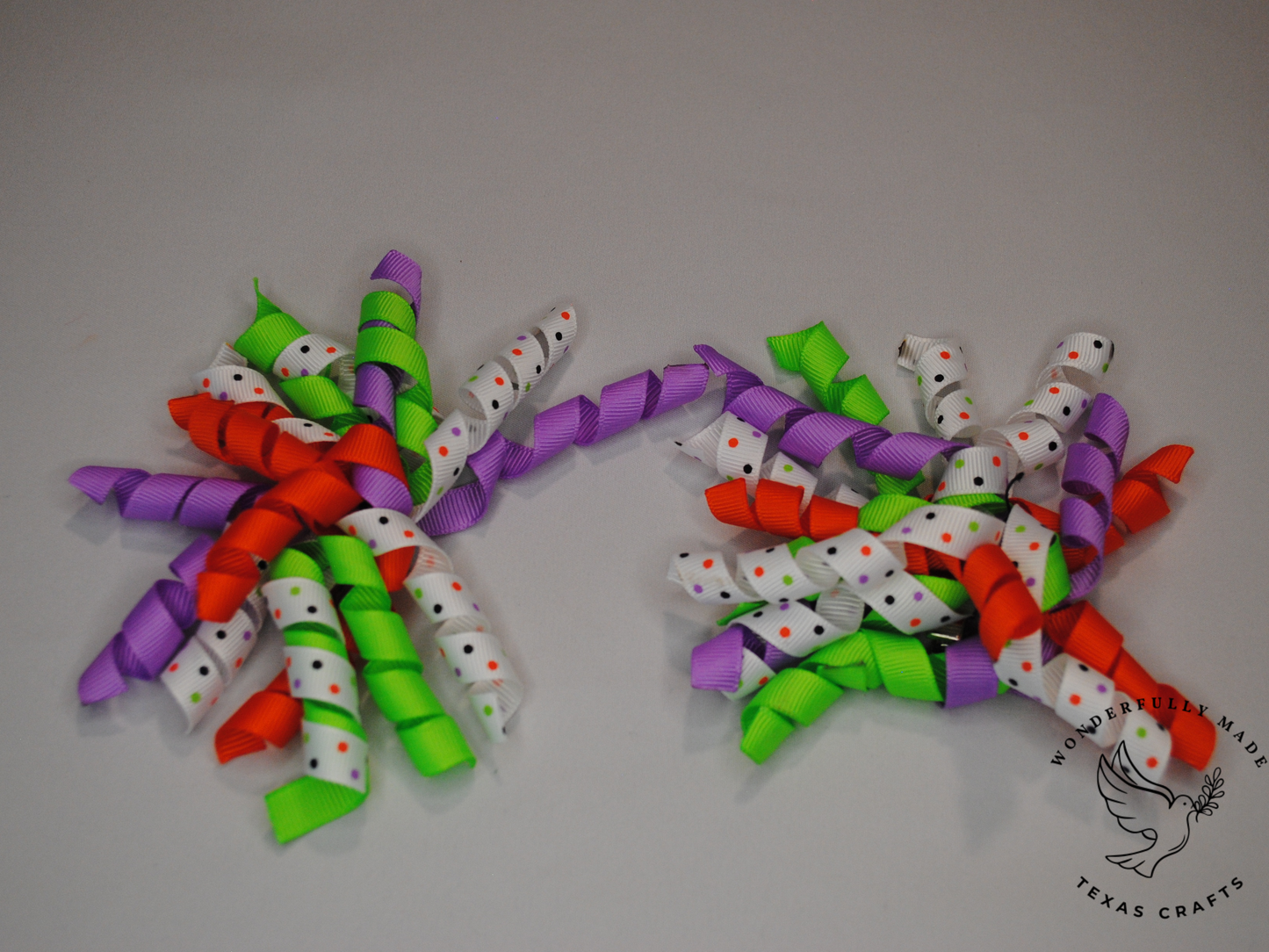 2 pcs - Purple and green polkadots