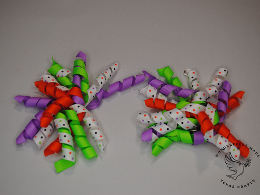 2 pcs - Purple and green polkadots