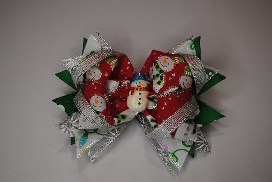 Red Snowman mini bow
