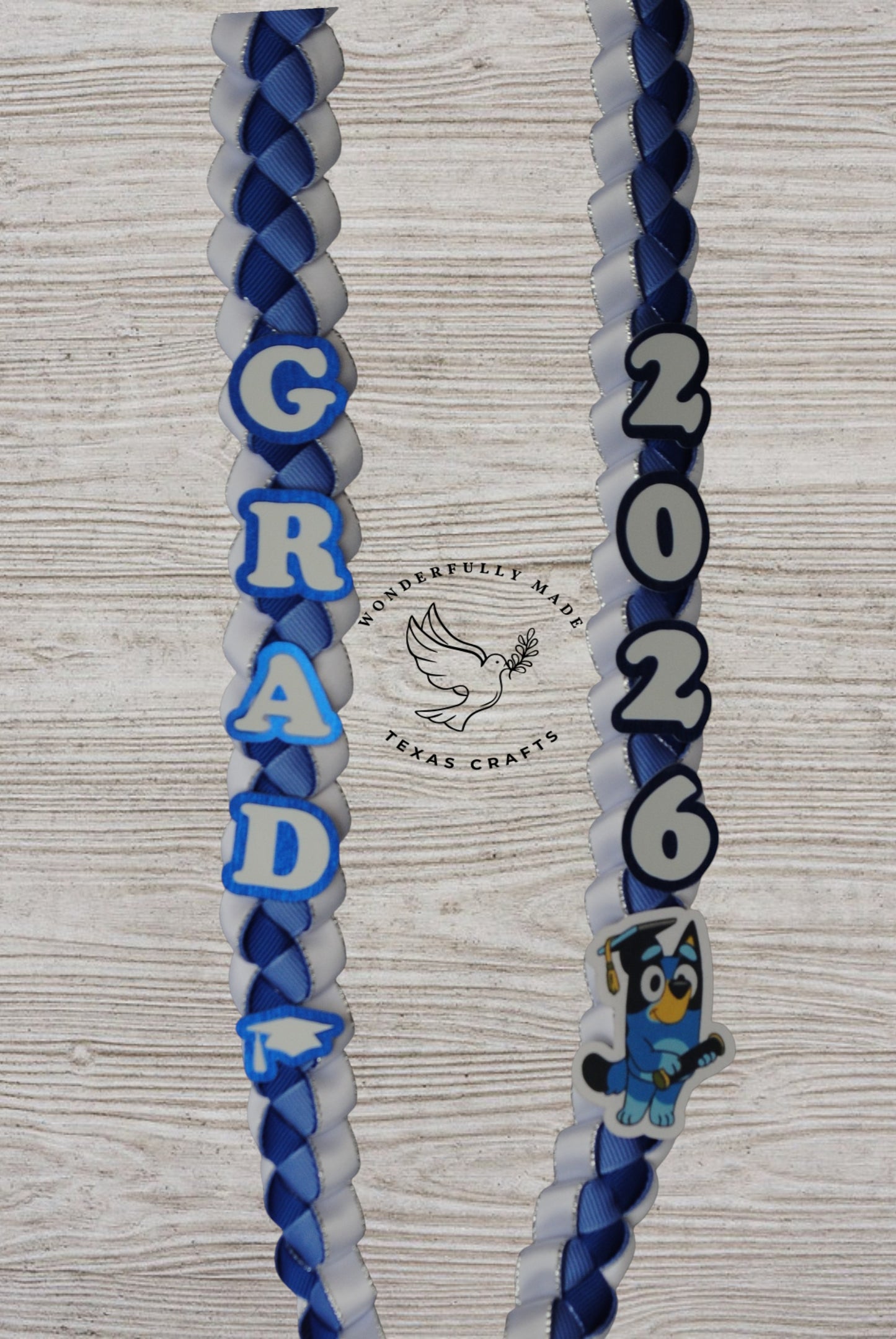Mini Graduation Lei - Blue and White