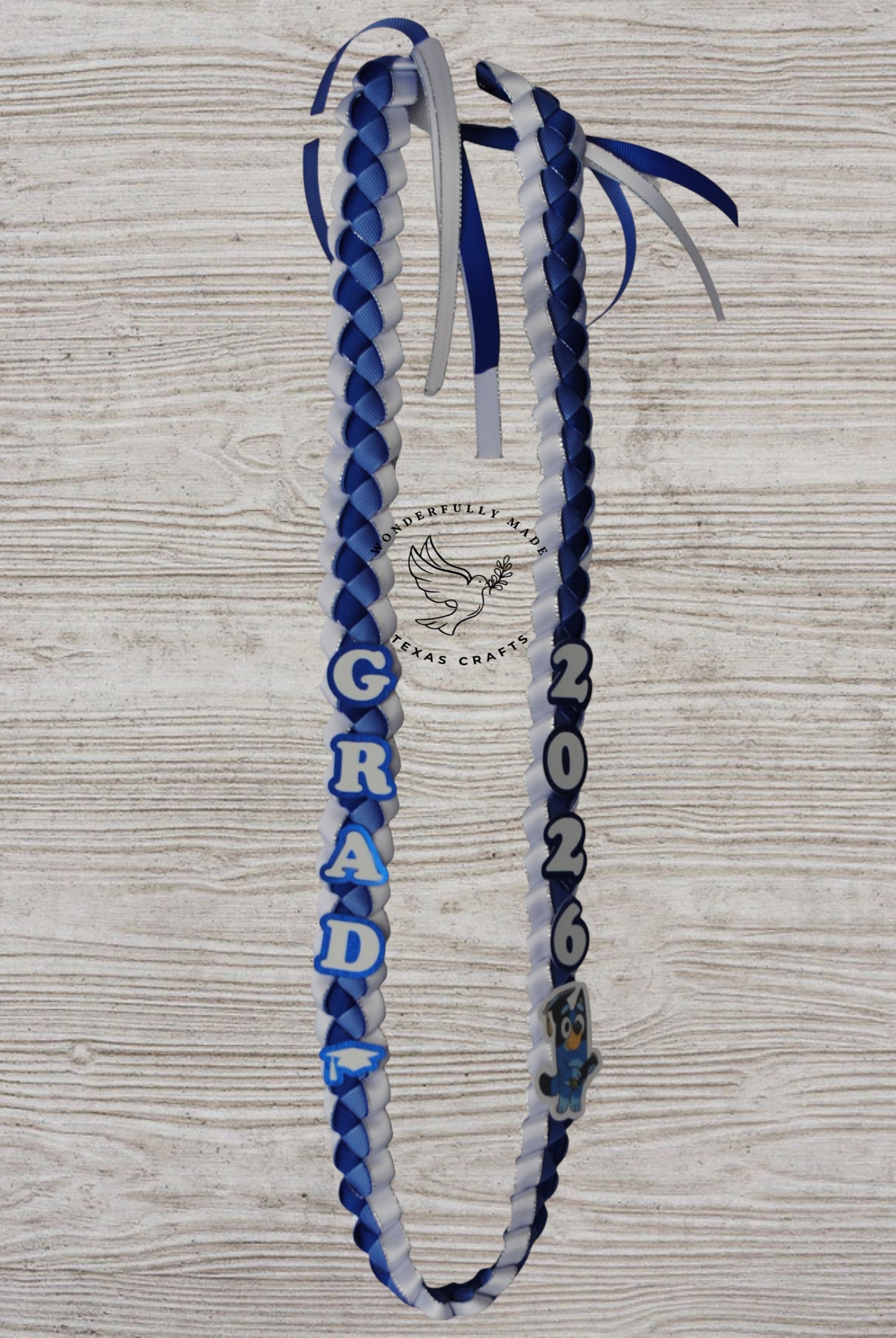 Mini Graduation Lei - Blue and White