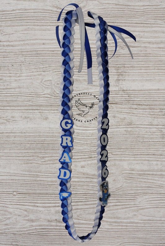 Mini Graduation Lei - Blue and White