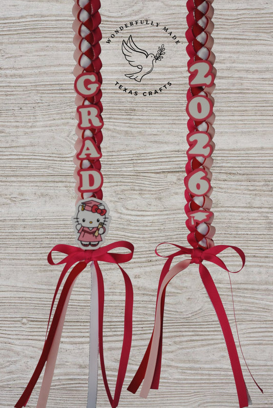 Mini Graduation Lei - Pink and White