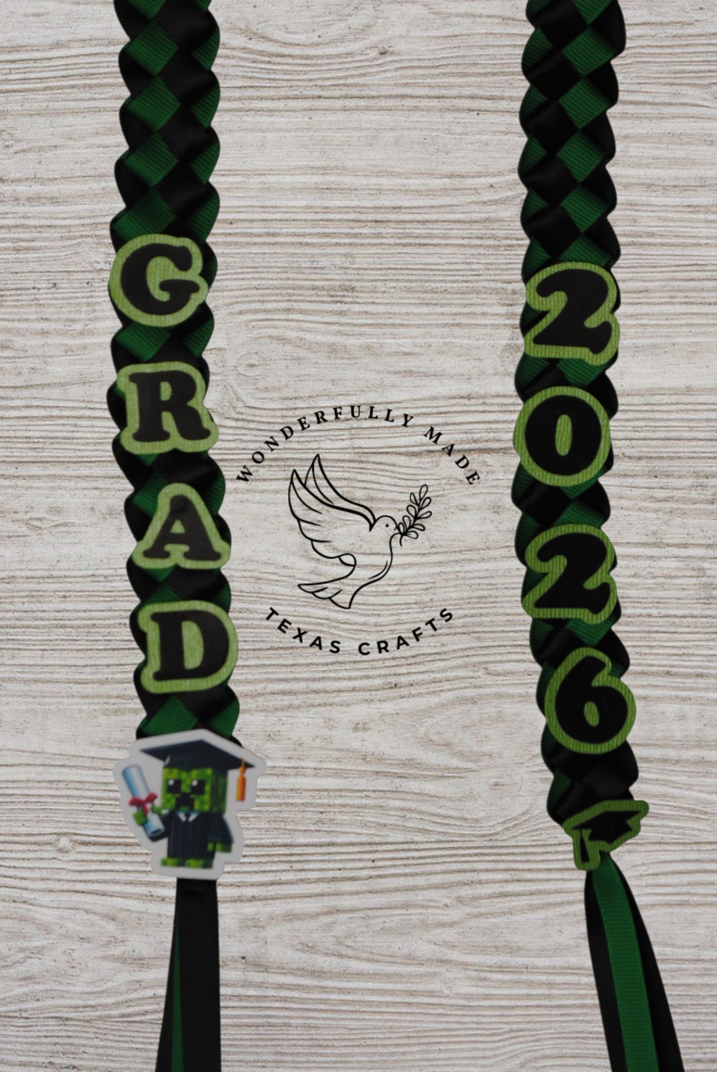 Mini Graduation Lei - Green and Black