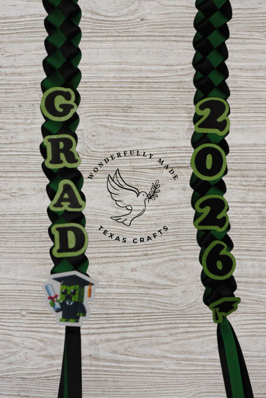 Mini Graduation Lei - Green and Black