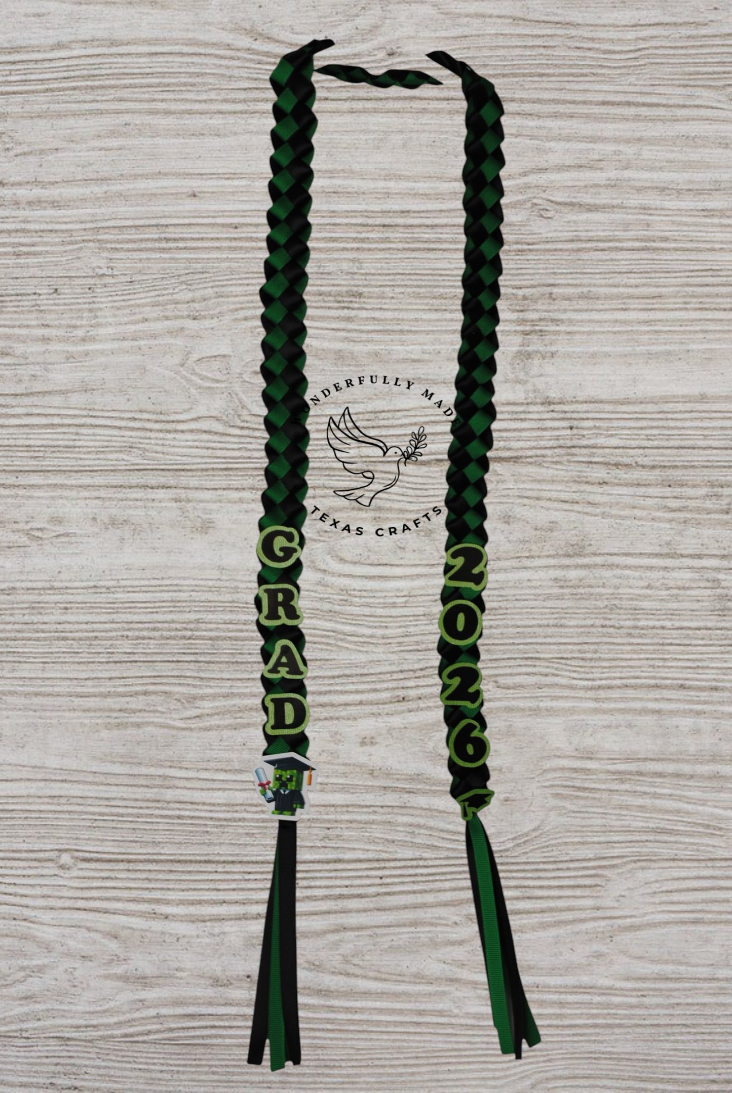 Mini Graduation Lei - Green and Black